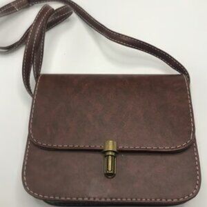 Women Bag brown color Shoulder Crossbody Bag PU Square Mob